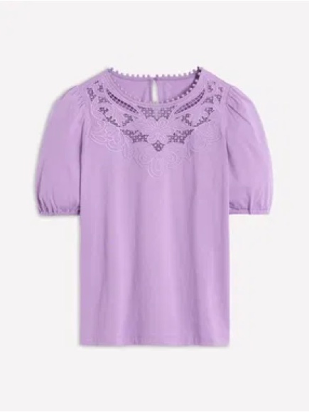 Boden Cutwork Puff Sleeve T-Shirt- NWT Sz 8
